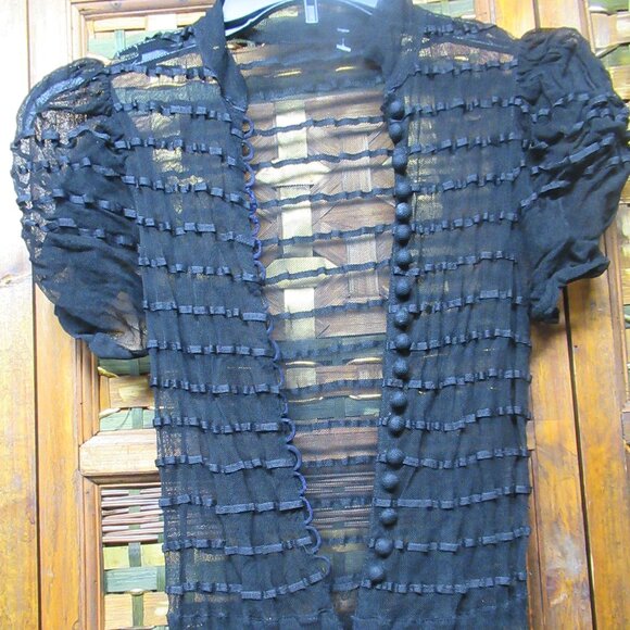 Unique Vintage Goth Elastic Bare/Sheer Midi Dress - Picture 6 of 7